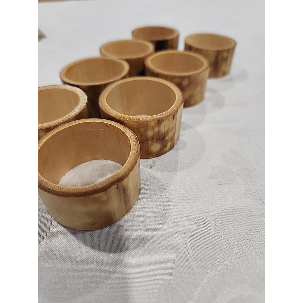 Vintage Bamboo Napkin Rings 6 pc Tiki MCM